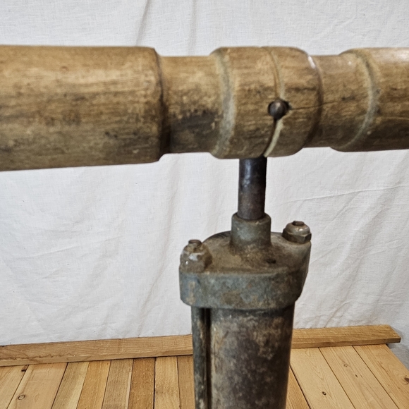 GOLDEN ROD ANTIQUE METAL WOOD BICYCLE PUMP - INCOMPLETE - NO HOSE - USE AS DECOR - Picture 4 of 8